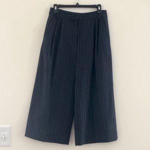 NWOT Tibi Navy Pinstripe Cropped Wide-Leg Pants